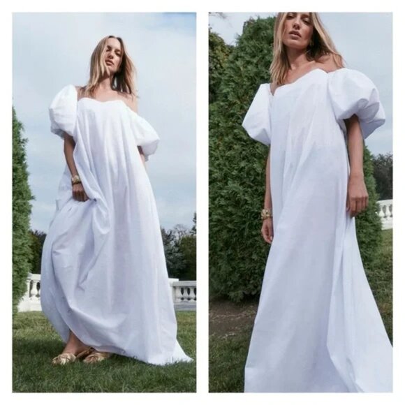 New Caroline Constas Palmer Off The Shoulder White Maxi Dress Evening Gown Small - Picture 5 of 10